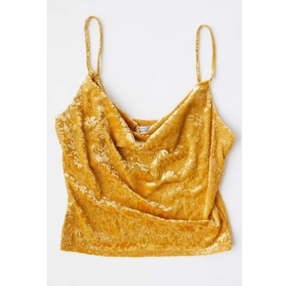 Urban Outfitters Tops - Urban Outfitters Floral Velvet Cowl Neck Cropped Tank Top